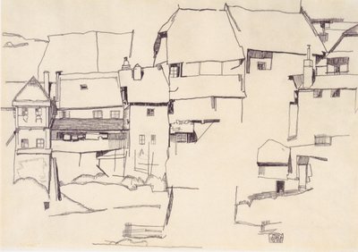 Old Houses in Krumau by Egon Schiele